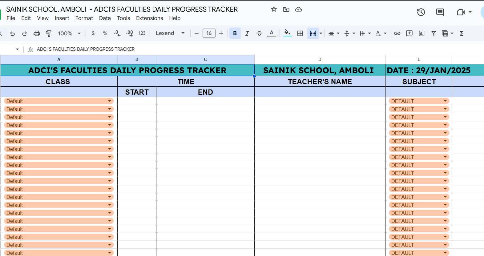 Faculty Teaching Progress Tracker